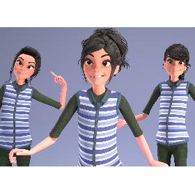 3D TOON GiRL 2 - RiGGED model